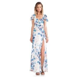 REVOLVE Lovers and Friends White Floral Satin Maxi Dress